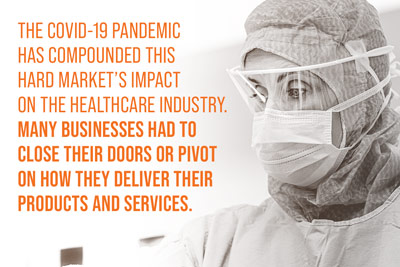The COVID-19 pandemic has compounded this hard market's impact on the healthcare industry. Many businesses had to close thier doors or pivot on how they deliver their products and services.